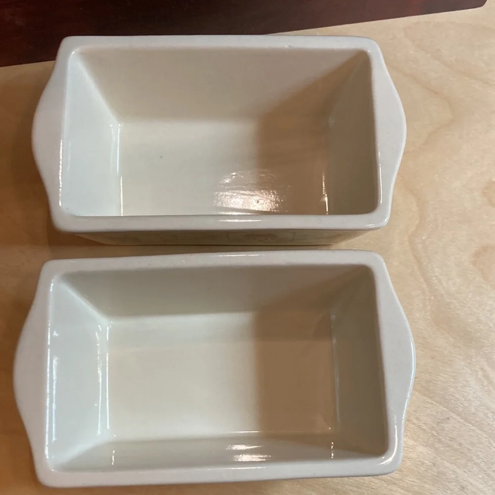 Pair Nantucket stoneware mini loaf baking dishes